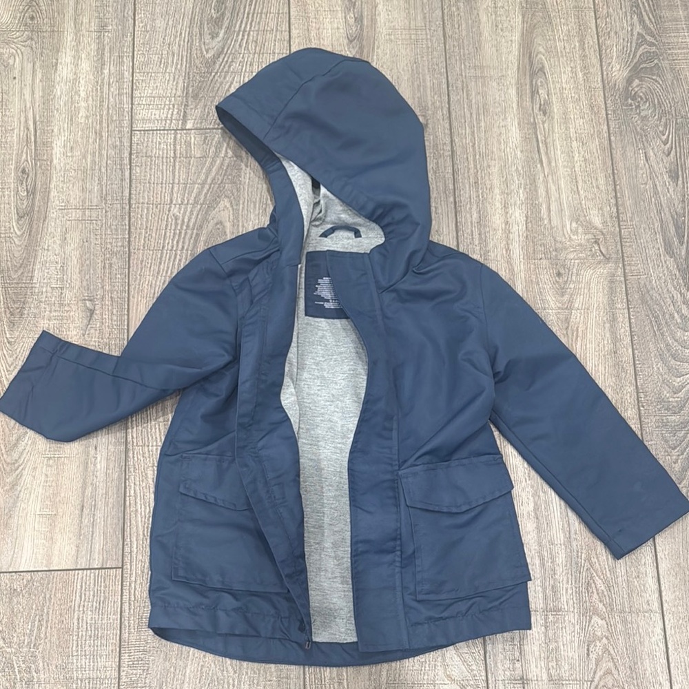 Wonder Nation Blue and Gray Hooded Raincoat Practical Everyday Wear